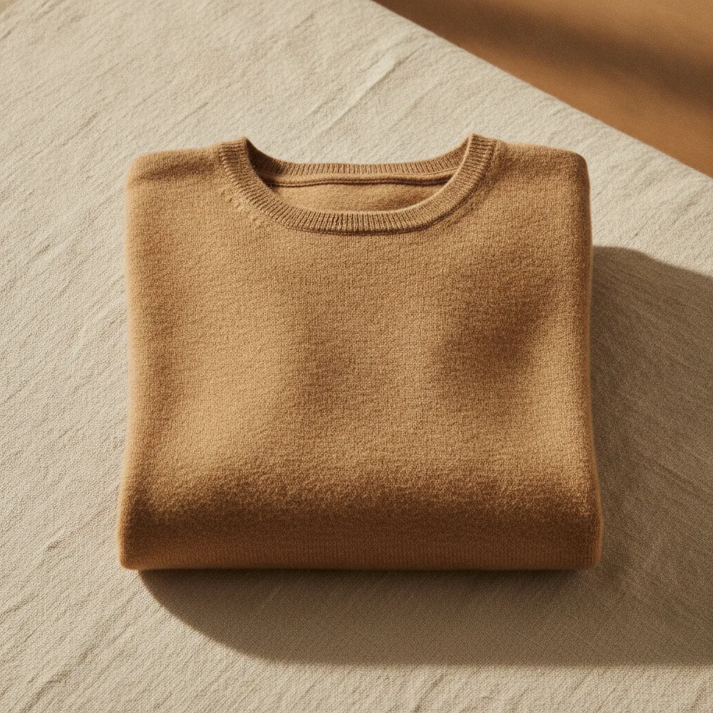 Fine knit camel pullover sweater